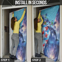 Hawaii Aloha Whales Door Cover Hibiscus and Whales with Polynesian Pattern LT03 - Polynesian Pride