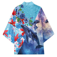 Hawaii Aloha Whales Kimono Hibiscus and Whales with Polynesian Pattern LT03 - Polynesian Pride