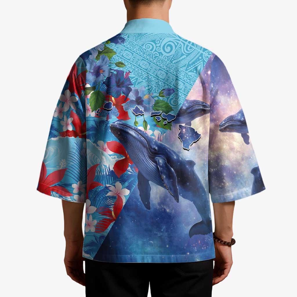 Hawaii Aloha Whales Kimono Hibiscus and Whales with Polynesian Pattern LT03 - Polynesian Pride