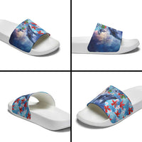 Hawaii Aloha Whales Slide Sandals Hibiscus and Whales with Polynesian Pattern LT03 - Polynesian Pride