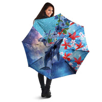 Hawaii Aloha Whales Umbrella Hibiscus and Whales with Polynesian Pattern LT03 - Polynesian Pride