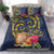 Tokelau Tokehega Day Bedding Set Coat of Arms with Polynesian Tattoo and Hibiscus