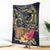 Tokelau Tokehega Day Blanket Coat of Arms with Polynesian Tattoo and Hibiscus