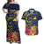 Tokelau Tokehega Day Couples Matching Off Shoulder Maxi Dress and Hawaiian Shirt Coat of Arms with Polynesian Tattoo and Hibiscus