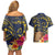 Tokelau Tokehega Day Couples Matching Off Shoulder Short Dress and Hawaiian Shirt Coat of Arms with Polynesian Tattoo and Hibiscus