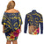 Tokelau Tokehega Day Couples Matching Off Shoulder Short Dress and Long Sleeve Button Shirt Coat of Arms with Polynesian Tattoo and Hibiscus