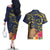 Tokelau Tokehega Day Couples Matching Off The Shoulder Long Sleeve Dress and Hawaiian Shirt Coat of Arms with Polynesian Tattoo and Hibiscus