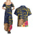 Tokelau Tokehega Day Couples Matching Summer Maxi Dress and Hawaiian Shirt Coat of Arms with Polynesian Tattoo and Hibiscus