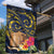 Tokelau Tokehega Day Garden Flag Coat of Arms with Polynesian Tattoo and Hibiscus