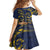 Tokelau Tokehega Day Kid Short Sleeve Dress Coat of Arms with Polynesian Tattoo and Hibiscus