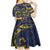 Tokelau Tokehega Day Kid Short Sleeve Dress Coat of Arms with Polynesian Tattoo and Hibiscus