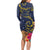 Tokelau Tokehega Day Long Sleeve Bodycon Dress Coat of Arms with Polynesian Tattoo and Hibiscus