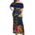 Tokelau Tokehega Day Off Shoulder Maxi Dress Coat of Arms with Polynesian Tattoo and Hibiscus