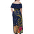 Tokelau Tokehega Day Off Shoulder Maxi Dress Coat of Arms with Polynesian Tattoo and Hibiscus