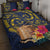 Tokelau Tokehega Day Quilt Bed Set Coat of Arms with Polynesian Tattoo and Hibiscus