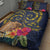 Tokelau Tokehega Day Quilt Bed Set Coat of Arms with Polynesian Tattoo and Hibiscus