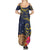 Tokelau Tokehega Day Summer Maxi Dress Coat of Arms with Polynesian Tattoo and Hibiscus