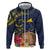 Tokelau Tokehega Day Zip Hoodie Coat of Arms with Polynesian Tattoo and Hibiscus