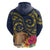 Tokelau Tokehega Day Zip Hoodie Coat of Arms with Polynesian Tattoo and Hibiscus