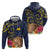 Tokelau Tokehega Day Zip Hoodie Coat of Arms with Polynesian Tattoo and Hibiscus