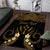 Personalised Kosrae Liberation Day Area Rug Polynesian Tattoo and Plumeria Gold Color