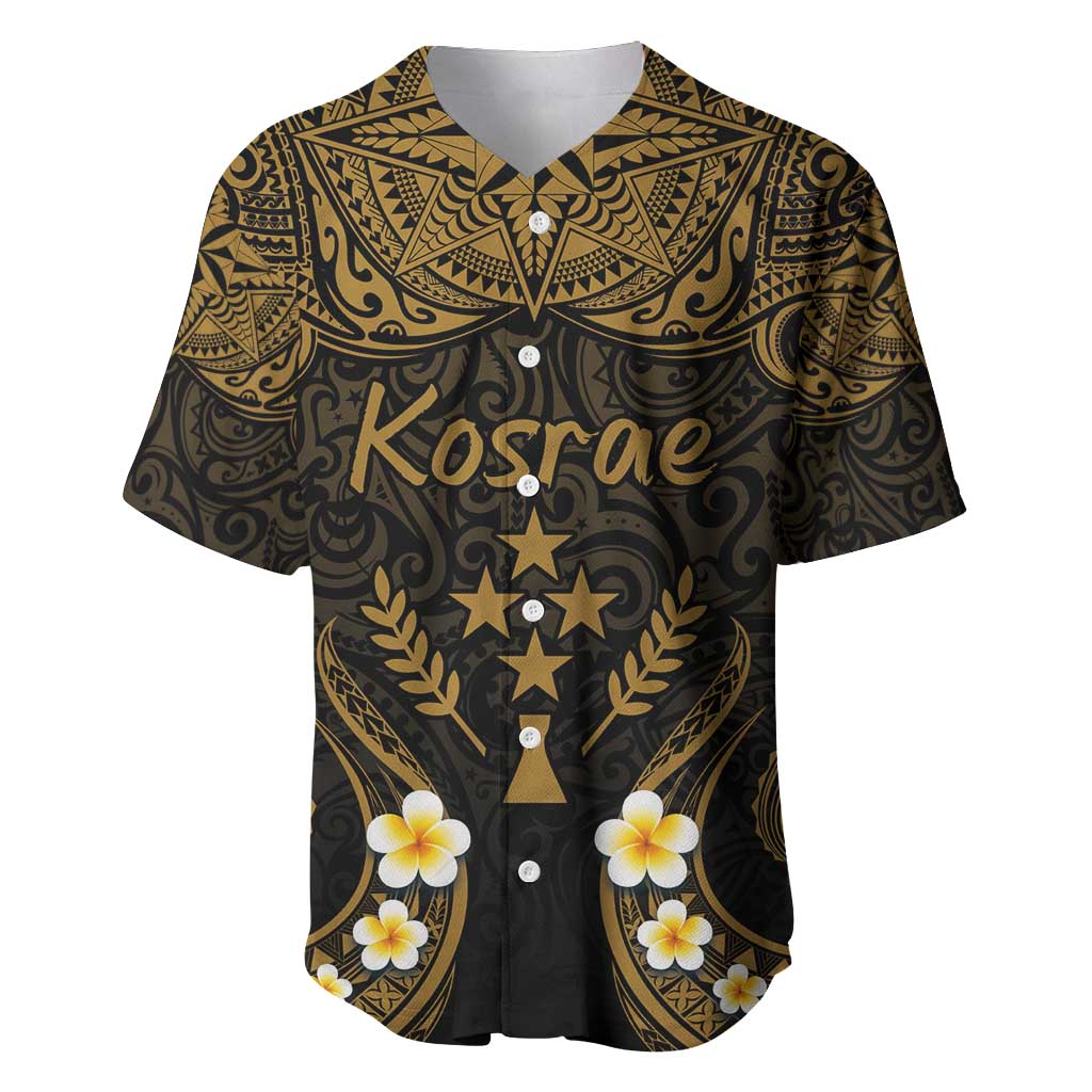 Personalised Kosrae Liberation Day Baseball Jersey Polynesian Tattoo and Plumeria Gold Color LT03 Gold - Polynesian Pride