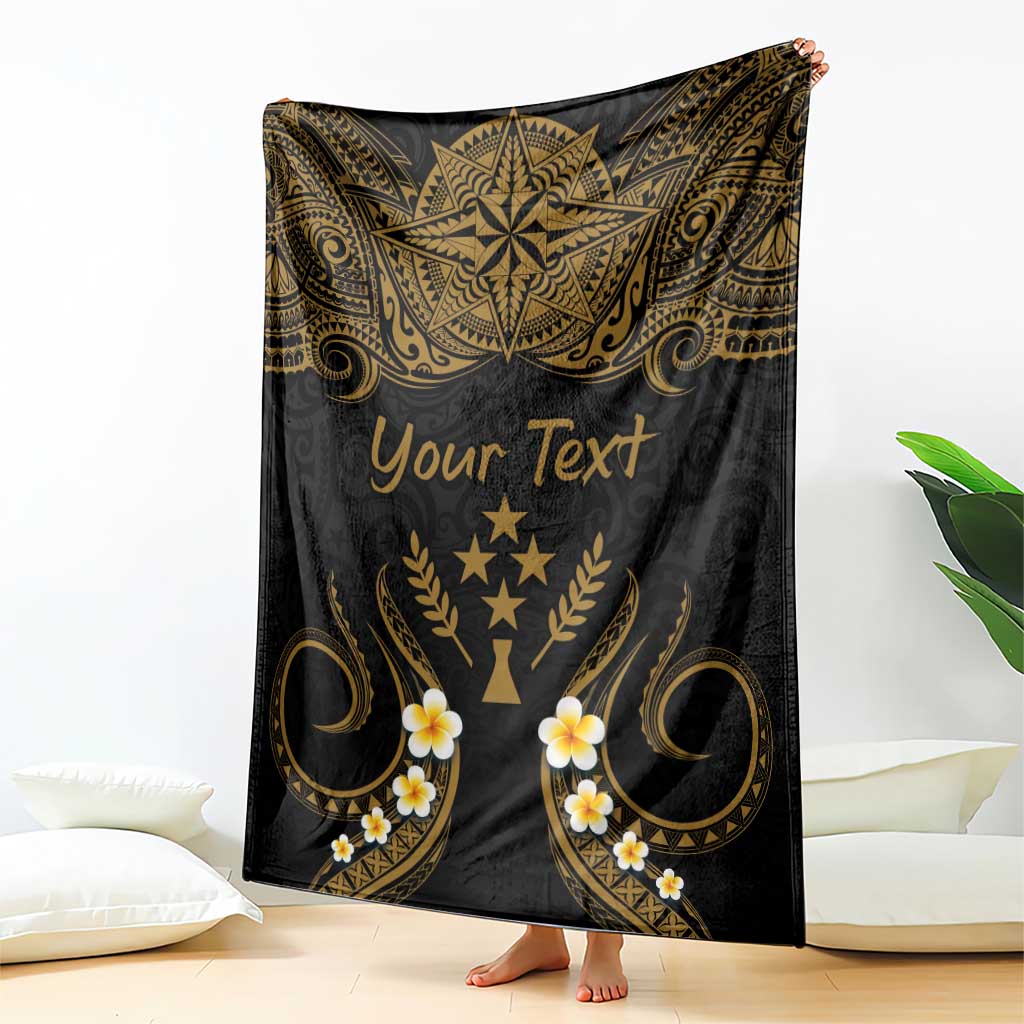 Personalised Kosrae Liberation Day Blanket Polynesian Tattoo and Plumeria Gold Color LT03 - Polynesian Pride