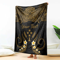 Personalised Kosrae Liberation Day Blanket Polynesian Tattoo and Plumeria Gold Color LT03 - Polynesian Pride