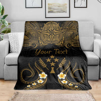Personalised Kosrae Liberation Day Blanket Polynesian Tattoo and Plumeria Gold Color LT03 - Polynesian Pride
