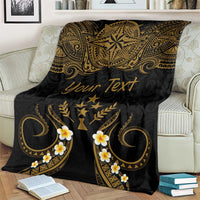 Personalised Kosrae Liberation Day Blanket Polynesian Tattoo and Plumeria Gold Color LT03 - Polynesian Pride