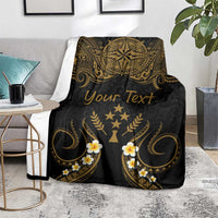 Personalised Kosrae Liberation Day Blanket Polynesian Tattoo and Plumeria Gold Color LT03 - Polynesian Pride