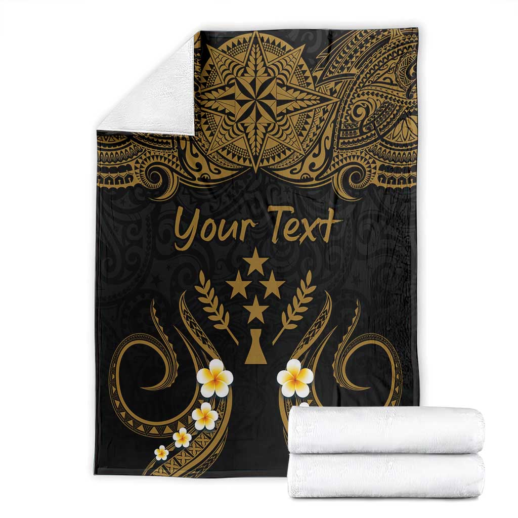 Personalised Kosrae Liberation Day Blanket Polynesian Tattoo and Plumeria Gold Color LT03 - Polynesian Pride