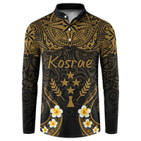 Personalised Kosrae Liberation Day Button Sweatshirt Polynesian Tattoo and Plumeria Gold Color LT03 Gold - Polynesian Pride