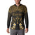 Personalised Kosrae Liberation Day Button Sweatshirt Polynesian Tattoo and Plumeria Gold Color