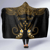 Personalised Kosrae Liberation Day Hooded Blanket Polynesian Tattoo and Plumeria Gold Color LT03 One Size Gold - Polynesian Pride