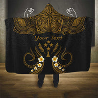 Personalised Kosrae Liberation Day Hooded Blanket Polynesian Tattoo and Plumeria Gold Color LT03 - Polynesian Pride