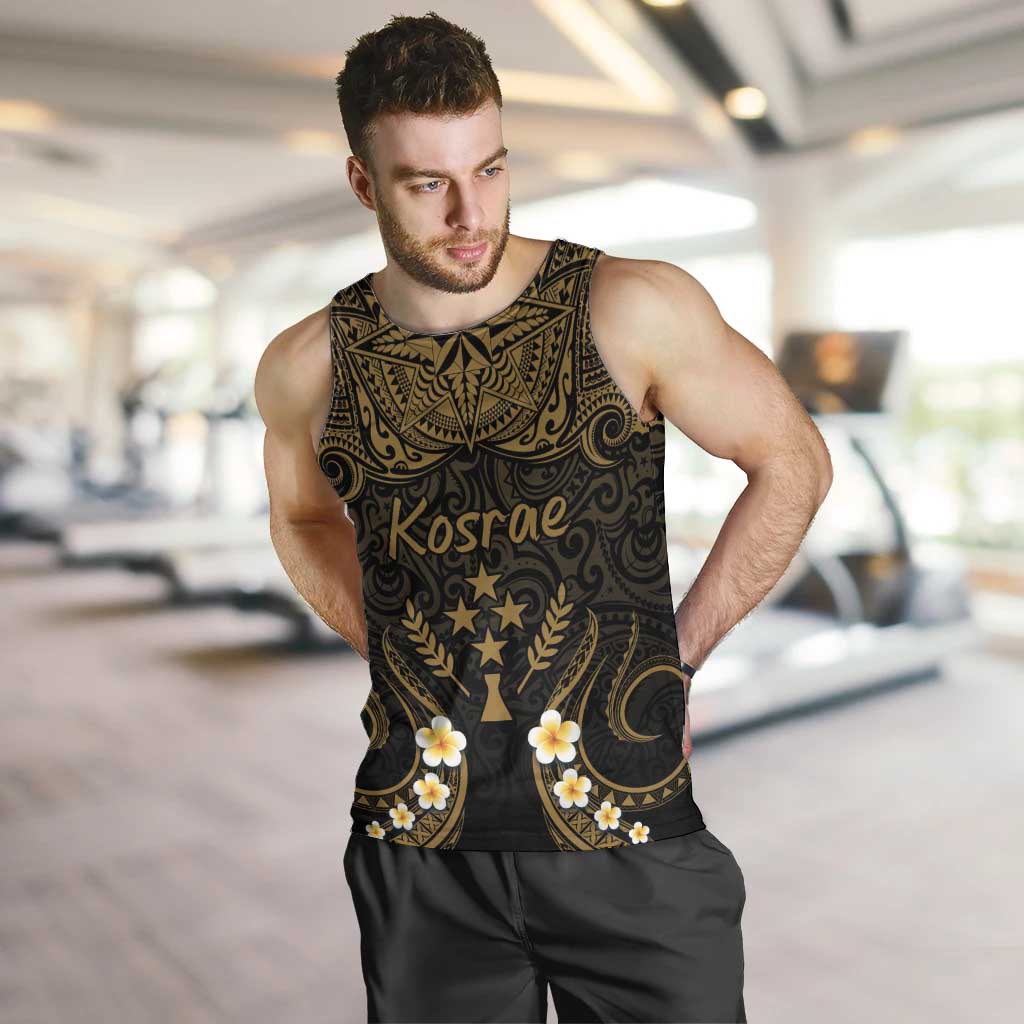 Personalised Kosrae Liberation Day Men Tank Top Polynesian Tattoo and Plumeria Gold Color LT03 Gold - Polynesian Pride