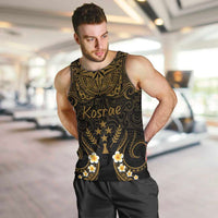 Personalised Kosrae Liberation Day Men Tank Top Polynesian Tattoo and Plumeria Gold Color LT03 Gold - Polynesian Pride