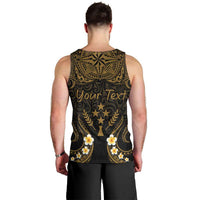 Personalised Kosrae Liberation Day Men Tank Top Polynesian Tattoo and Plumeria Gold Color LT03 - Polynesian Pride