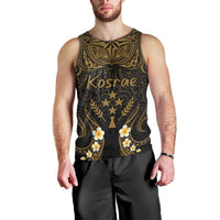 Personalised Kosrae Liberation Day Men Tank Top Polynesian Tattoo and Plumeria Gold Color LT03 - Polynesian Pride