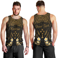 Personalised Kosrae Liberation Day Men Tank Top Polynesian Tattoo and Plumeria Gold Color LT03 - Polynesian Pride