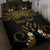 Personalised Kosrae Liberation Day Quilt Bed Set Polynesian Tattoo and Plumeria Gold Color