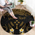 Personalised Kosrae Liberation Day Round Carpet Polynesian Tattoo and Plumeria Gold Color