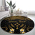 Personalised Kosrae Liberation Day Round Carpet Polynesian Tattoo and Plumeria Gold Color