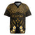 Personalised Kosrae Liberation Day Rugby Jersey Polynesian Tattoo and Plumeria Gold Color