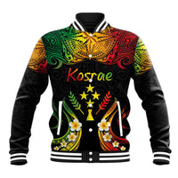 Personalised Kosrae Liberation Day Baseball Jacket Polynesian Tattoo and Plumeria Reggae Color LT03 Unisex Reggae - Polynesian Pride
