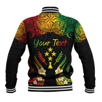 Personalised Kosrae Liberation Day Baseball Jacket Polynesian Tattoo and Plumeria Reggae Color LT03 - Polynesian Pride