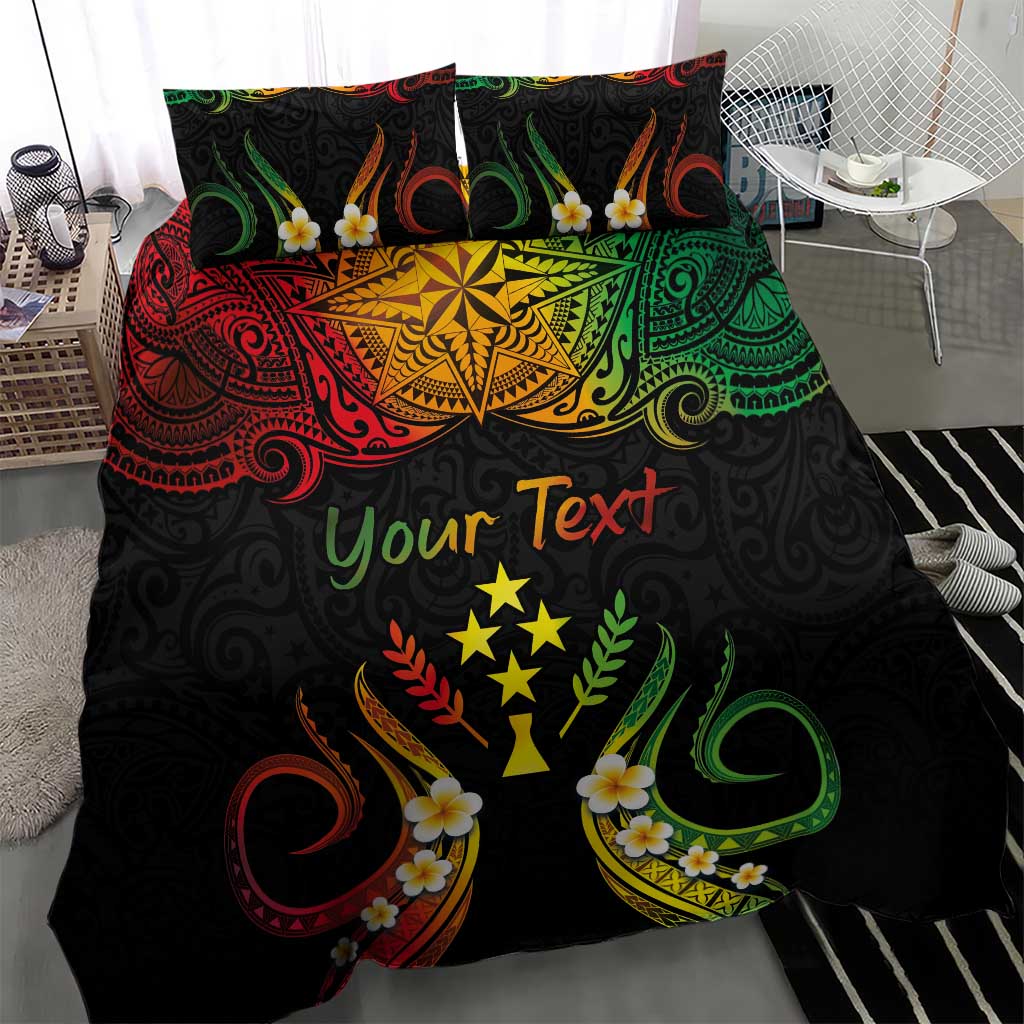 Personalised Kosrae Liberation Day Bedding Set Polynesian Tattoo and Plumeria Reggae Color LT03 - Polynesian Pride