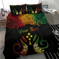 Personalised Kosrae Liberation Day Bedding Set Polynesian Tattoo and Plumeria Reggae Color LT03 - Polynesian Pride