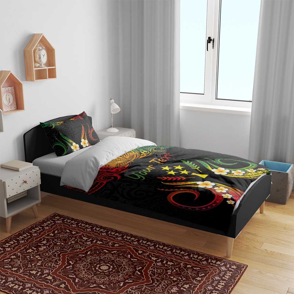Personalised Kosrae Liberation Day Bedding Set Polynesian Tattoo and Plumeria Reggae Color LT03 - Polynesian Pride